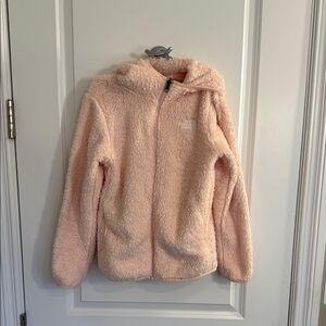 Pink Puffer Jacket with Hood and Plush Texture